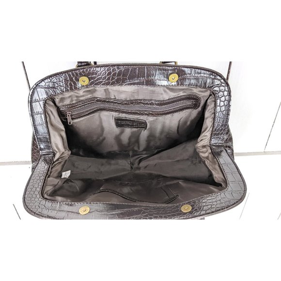 90s vintage brown croc faux leather handbag purse - Picture 6 of 6